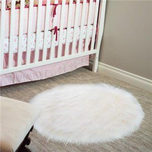 20 x 20 inch Round Fluffy Rug Faux Fur Round Rug Shaggy Floor Area Carpet